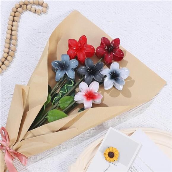 Flower Hair Clips 6 PCS Large Claw Clips for Thick Thin Hair Summer Vacation Gir - Picture 2 of 7
